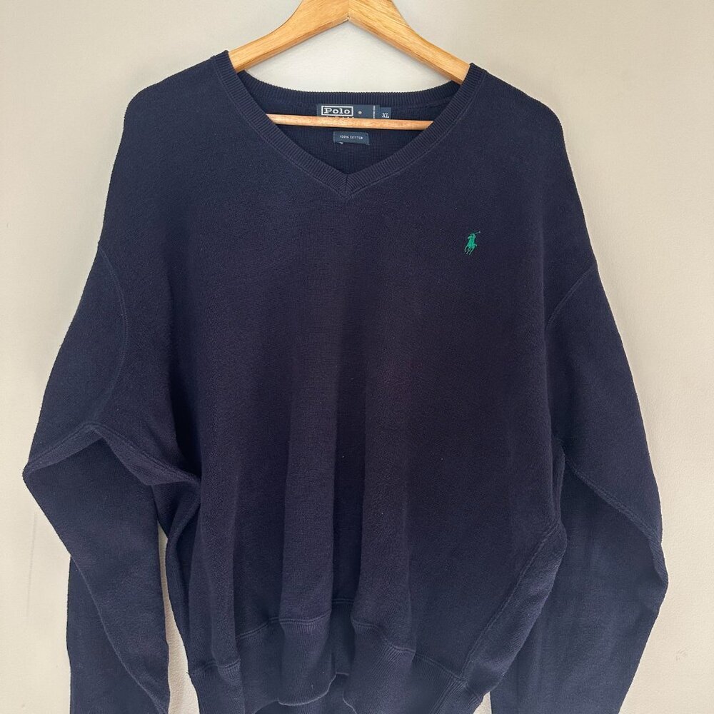 Polo Ralph Lauren V-Neck Pullover Sweatshirt Sweater 100% Cotton - XL